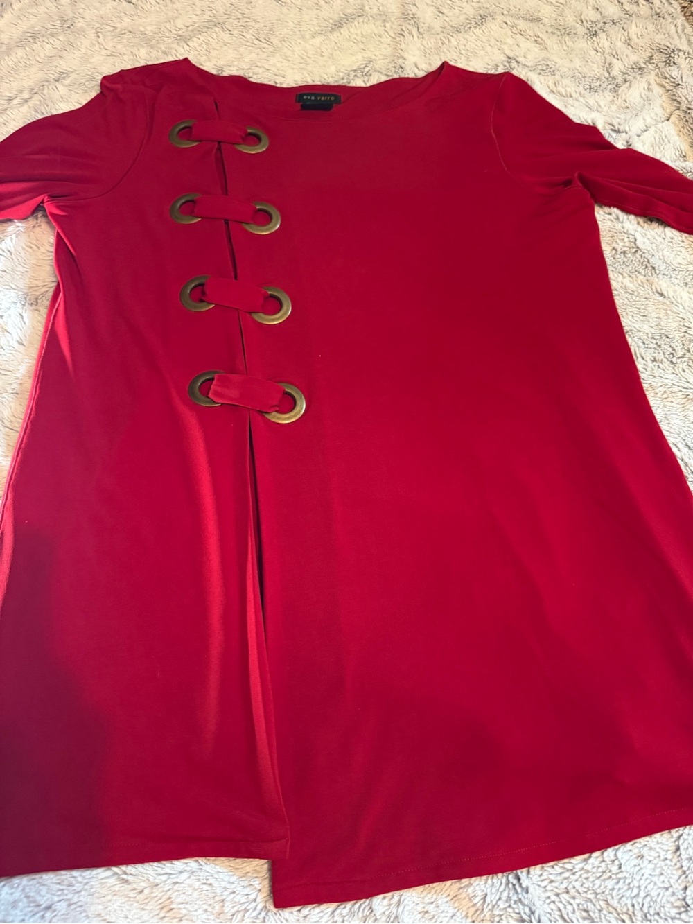 Eva Varro 3/4 sleeves red side grommet tunic-Claret large - Picture 9 of 10